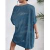 Zeagoo Lightweight Summer Crochet Cardigan for Women Short Sleeve Kimono Boho Oversized Open Front Knitted Cardigan(Dark Blue)