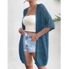 Zeagoo Lightweight Summer Crochet Cardigan for Women Short Sleeve Kimono Boho Oversized Open Front Knitted Cardigan(Dark Blue)