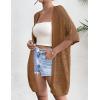 Zeagoo Lightweight Summer Crochet Cardigan for Women Short Sleeve Kimono Boho Oversized Open Front Knitted Cardigan(Dark Brown)