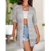 Zeagoo Lightweight Summer Crochet Cardigan for Women Short Sleeve Kimono Boho Oversized Open Front Knitted Cardigan(Grey)
