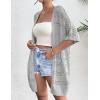 Zeagoo Lightweight Summer Crochet Cardigan for Women Short Sleeve Kimono Boho Oversized Open Front Knitted Cardigan(Grey)