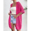 Zeagoo Lightweight Summer Crochet Cardigan for Women Short Sleeve Kimono Boho Oversized Open Front Knitted Cardigan(Hot Pink)