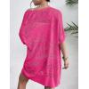Zeagoo Lightweight Summer Crochet Cardigan for Women Short Sleeve Kimono Boho Oversized Open Front Knitted Cardigan(Hot Pink)