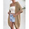 Zeagoo Lightweight Summer Crochet Cardigan for Women Short Sleeve Kimono Boho Oversized Open Front Knitted Cardigan(Khaki)