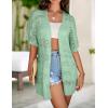 Zeagoo Lightweight Summer Crochet Cardigan for Women Short Sleeve Kimono Boho Oversized Open Front Knitted Cardigan(Light Green)