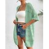 Zeagoo Lightweight Summer Crochet Cardigan for Women Short Sleeve Kimono Boho Oversized Open Front Knitted Cardigan(Light Green)