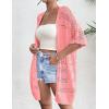 Zeagoo Lightweight Summer Crochet Cardigan for Women Short Sleeve Kimono Boho Oversized Open Front Knitted Cardigan(Pink)