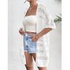 Zeagoo Lightweight Summer Crochet Cardigan for Women Short Sleeve Kimono Boho Oversized Open Front Knitted Cardigan(White)