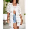 Zeagoo Lightweight Summer Crochet Cardigan for Women Short Sleeve Kimono Boho Oversized Open Front Knitted Cardigan(White)