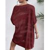 Zeagoo Lightweight Summer Crochet Cardigan for Women Short Sleeve Kimono Boho Oversized Open Front Knitted Cardigan(Wine Red)