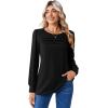 Zeagoo Long Sleeve Shirts for Women Casual Fall Fashion Crewneck Pleated Tunic Tops Work Outfit Blouse(Black)
