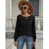 Zeagoo Long Sleeve Shirts for Women Casual Fall Fashion Crewneck Pleated Tunic Tops Work Outfit Blouse(Black)