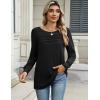 Zeagoo Long Sleeve Shirts for Women Casual Fall Fashion Crewneck Pleated Tunic Tops Work Outfit Blouse(Black)