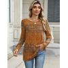 Zeagoo Long Sleeve Shirts for Women Casual Fall Fashion Crewneck Pleated Tunic Tops Work Outfit Blouse(Bobo Orange 836)