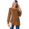Zeagoo Long Sleeve Shirts for Women Casual Fall Fashion Crewneck Pleated Tunic Tops Work Outfit Blouse(Bobo Orange 836)