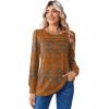 Zeagoo Long Sleeve Shirts for Women Casual Fall Fashion Crewneck Pleated Tunic Tops Work Outfit Blouse(Bobo Orange 836)