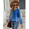 Zeagoo Long Sleeve Shirts for Women Casual Fall Fashion Crewneck Pleated Tunic Tops Work Outfit Blouse(Boho Blue 712)