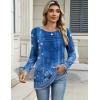 Zeagoo Long Sleeve Shirts for Women Casual Fall Fashion Crewneck Pleated Tunic Tops Work Outfit Blouse(Boho Blue 712)