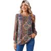 Zeagoo Long Sleeve Shirts for Women Casual Fall Fashion Crewneck Pleated Tunic Tops Work Outfit Blouse(Boho Multicolor 721)