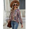 Zeagoo Long Sleeve Shirts for Women Casual Fall Fashion Crewneck Pleated Tunic Tops Work Outfit Blouse(Boho Multicolor 721)