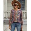 Zeagoo Long Sleeve Shirts for Women Casual Fall Fashion Crewneck Pleated Tunic Tops Work Outfit Blouse(Boho Multicolor 721)