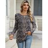 Zeagoo Long Sleeve Shirts for Women Casual Fall Fashion Crewneck Pleated Tunic Tops Work Outfit Blouse(Boho Navy 869)