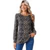 Zeagoo Long Sleeve Shirts for Women Casual Fall Fashion Crewneck Pleated Tunic Tops Work Outfit Blouse(Boho Navy 869)