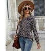 Zeagoo Long Sleeve Shirts for Women Casual Fall Fashion Crewneck Pleated Tunic Tops Work Outfit Blouse(Boho Navy 869)