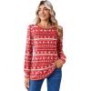 Zeagoo Long Sleeve Shirts for Women Casual Fall Fashion Crewneck Pleated Tunic Tops Work Outfit Blouse(Christmas Red 142)