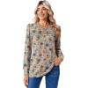 Zeagoo Long Sleeve Shirts for Women Casual Fall Fashion Crewneck Pleated Tunic Tops Work Outfit Blouse(Floral 170)