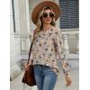 Zeagoo Long Sleeve Shirts for Women Casual Fall Fashion Crewneck Pleated Tunic Tops Work Outfit Blouse(Floral 170)