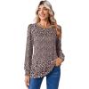 Zeagoo Long Sleeve Shirts for Women Casual Fall Fashion Crewneck Pleated Tunic Tops Work Outfit Blouse(Floral Brown 517)