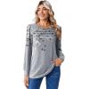 Zeagoo Long Sleeve Shirts for Women Casual Fall Fashion Crewneck Pleated Tunic Tops Work Outfit Blouse(Floral Grey 62)