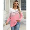 Zeagoo Long Sleeve Shirts for Women Casual Fall Fashion Crewneck Pleated Tunic Tops Work Outfit Blouse(Floral Pink 122)
