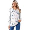 Zeagoo Long Sleeve Shirts for Women Casual Fall Fashion Crewneck Pleated Tunic Tops Work Outfit Blouse(Floral White 112)