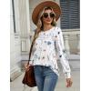 Zeagoo Long Sleeve Shirts for Women Casual Fall Fashion Crewneck Pleated Tunic Tops Work Outfit Blouse(Floral White 112)