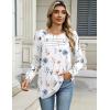 Zeagoo Long Sleeve Shirts for Women Casual Fall Fashion Crewneck Pleated Tunic Tops Work Outfit Blouse(Floral White 112)