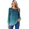 Zeagoo Long Sleeve Shirts for Women Casual Fall Fashion Crewneck Pleated Tunic Tops Work Outfit Blouse(Leaf Green 363)