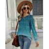 Zeagoo Long Sleeve Shirts for Women Casual Fall Fashion Crewneck Pleated Tunic Tops Work Outfit Blouse(Leaf Green 363)