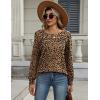 Zeagoo Long Sleeve Shirts for Women Casual Fall Fashion Crewneck Pleated Tunic Tops Work Outfit Blouse(Leopard 136)
