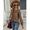 Zeagoo Long Sleeve Shirts for Women Casual Fall Fashion Crewneck Pleated Tunic Tops Work Outfit Blouse(Leopard 136)