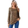 Zeagoo Long Sleeve Shirts for Women Casual Fall Fashion Crewneck Pleated Tunic Tops Work Outfit Blouse(Leopard 136)