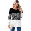 Zeagoo Long Sleeve Shirts for Women Casual Fall Fashion Crewneck Pleated Tunic Tops Work Outfit Blouse(Leopard Grey 519)