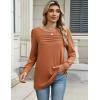 Zeagoo Long Sleeve Shirts for Women Casual Fall Fashion Crewneck Pleated Tunic Tops Work Outfit Blouse(Maple)