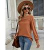 Zeagoo Long Sleeve Shirts for Women Casual Fall Fashion Crewneck Pleated Tunic Tops Work Outfit Blouse(Maple)