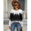 Zeagoo Long Sleeve Shirts for Women Casual Fall Fashion Crewneck Pleated Tunic Tops Work Outfit Blouse(Printed Black White 204)