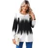 Zeagoo Long Sleeve Shirts for Women Casual Fall Fashion Crewneck Pleated Tunic Tops Work Outfit Blouse(Printed Black White 204)