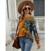 Zeagoo Long Sleeve Shirts for Women Casual Fall Fashion Crewneck Pleated Tunic Tops Work Outfit Blouse(Printed Orange 272)