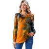 Zeagoo Long Sleeve Shirts for Women Casual Fall Fashion Crewneck Pleated Tunic Tops Work Outfit Blouse(Printed Orange 272)