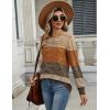 Zeagoo Long Sleeve Shirts for Women Casual Fall Fashion Crewneck Pleated Tunic Tops Work Outfit Blouse(Stripes Brown 398)